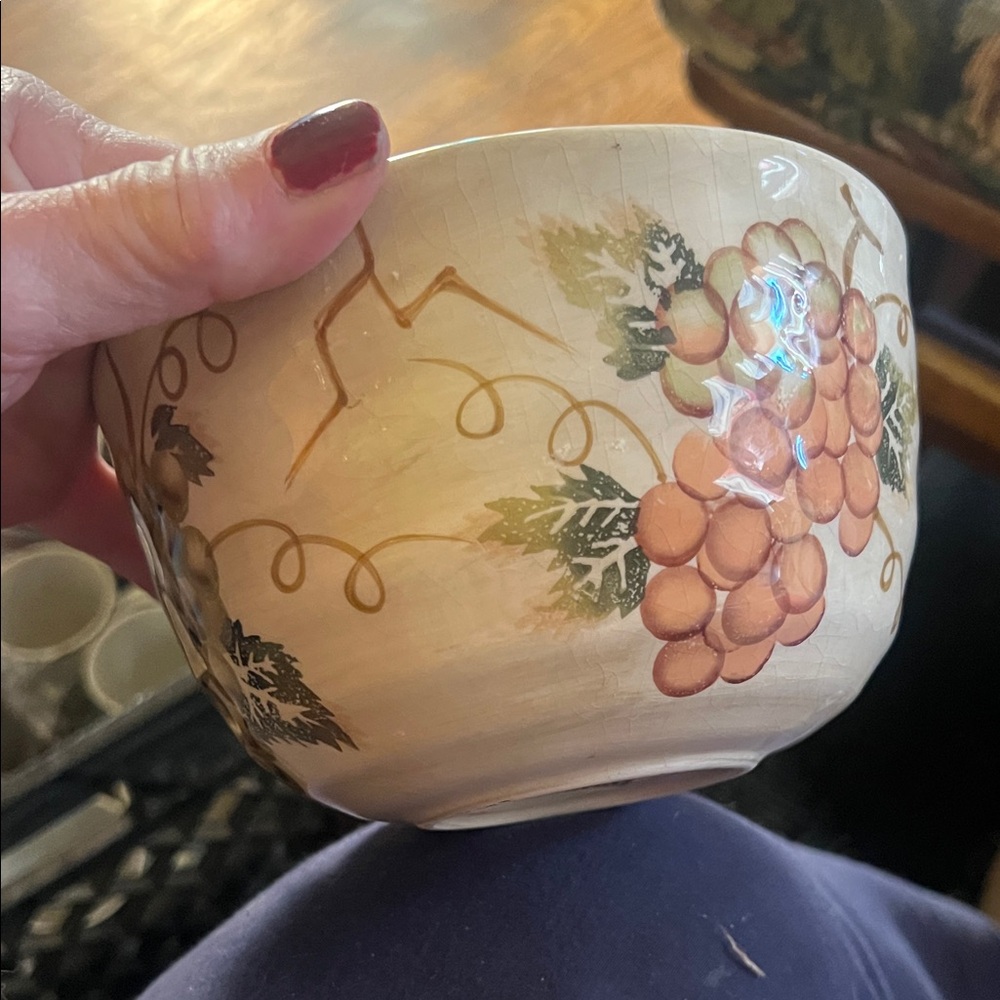 Vibtage Elegant Grape Design Ceramic Bowl